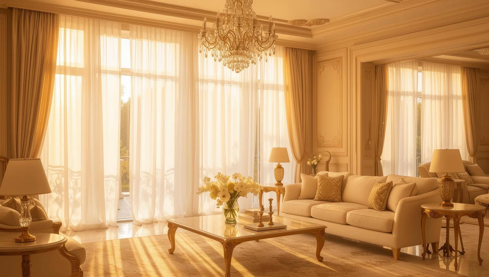 Ambiente decorado com cortinas e estofados, imagem utilizada no site Angela Decor Home